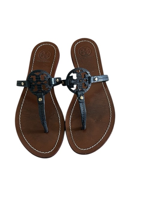 Tory Burch Mini Miller Flat Thong Sandals in Snakeskin Dark Navy main image 3